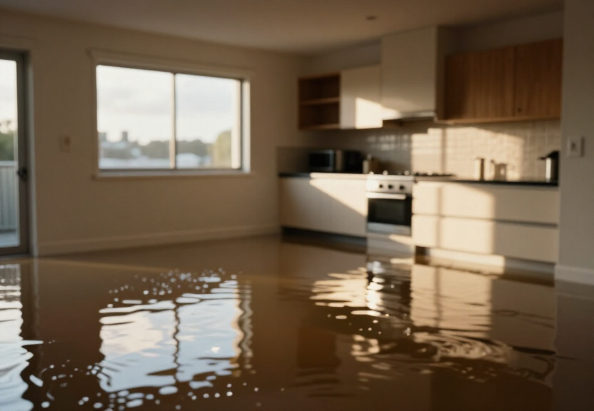 Flooded basement in Pymble before drying